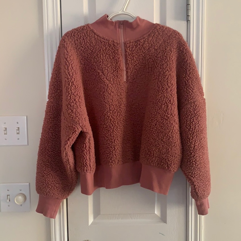Pink Quarter Zip Sherpa